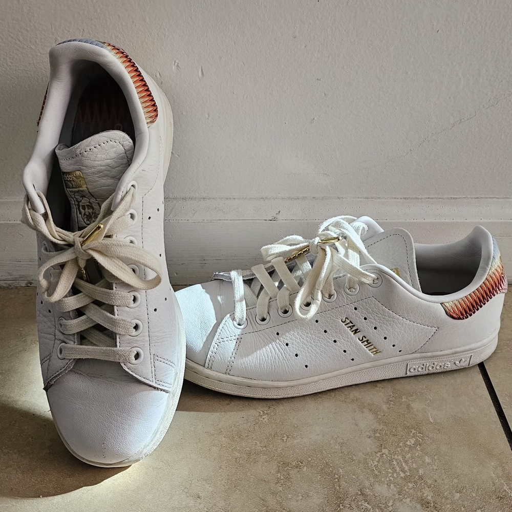 Adidas White Sneakers with Red Detail